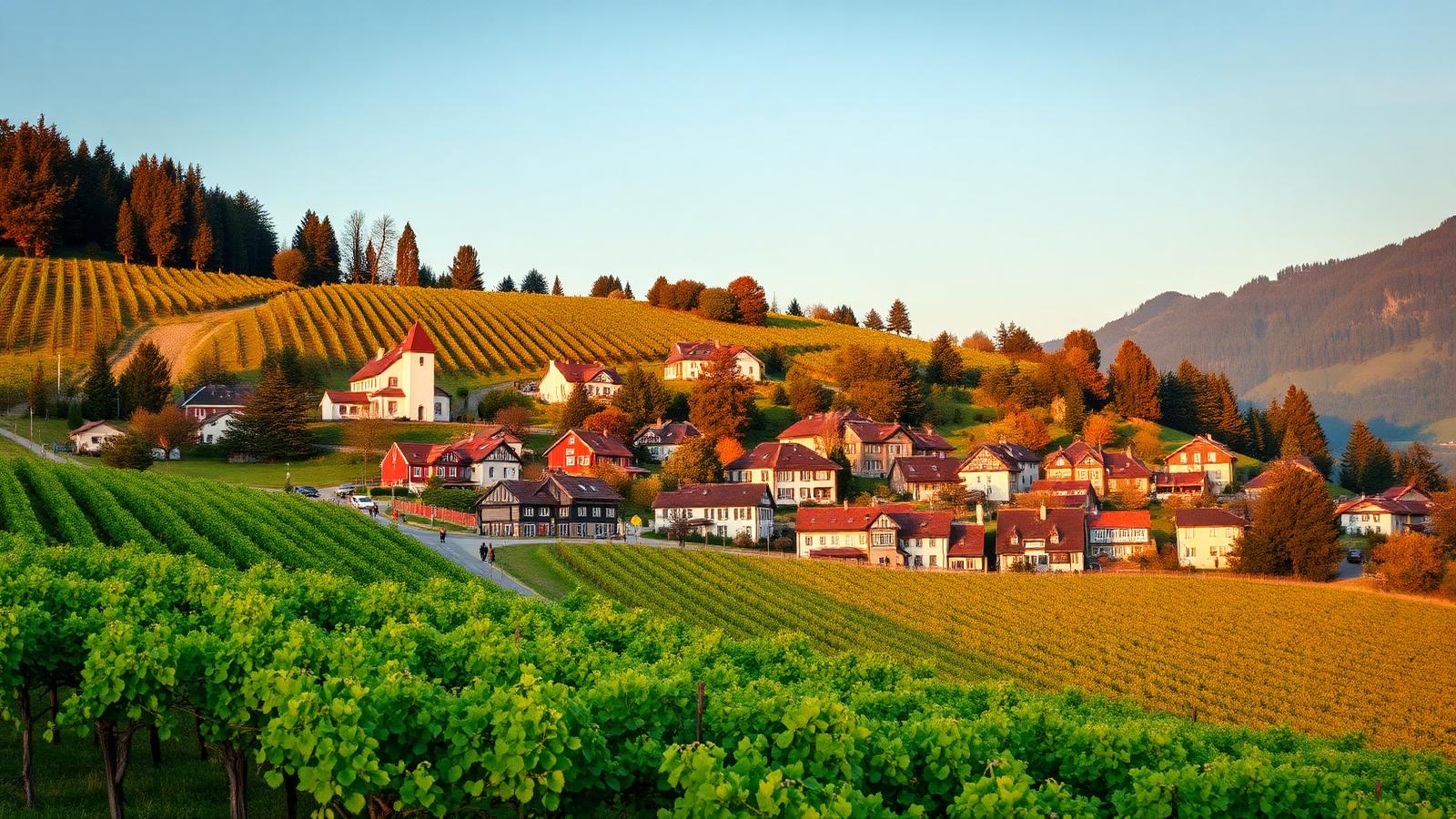 Glasfaser-Lichtsignale über Pfaffstätten im Weinbaugebiet südlich von Baden