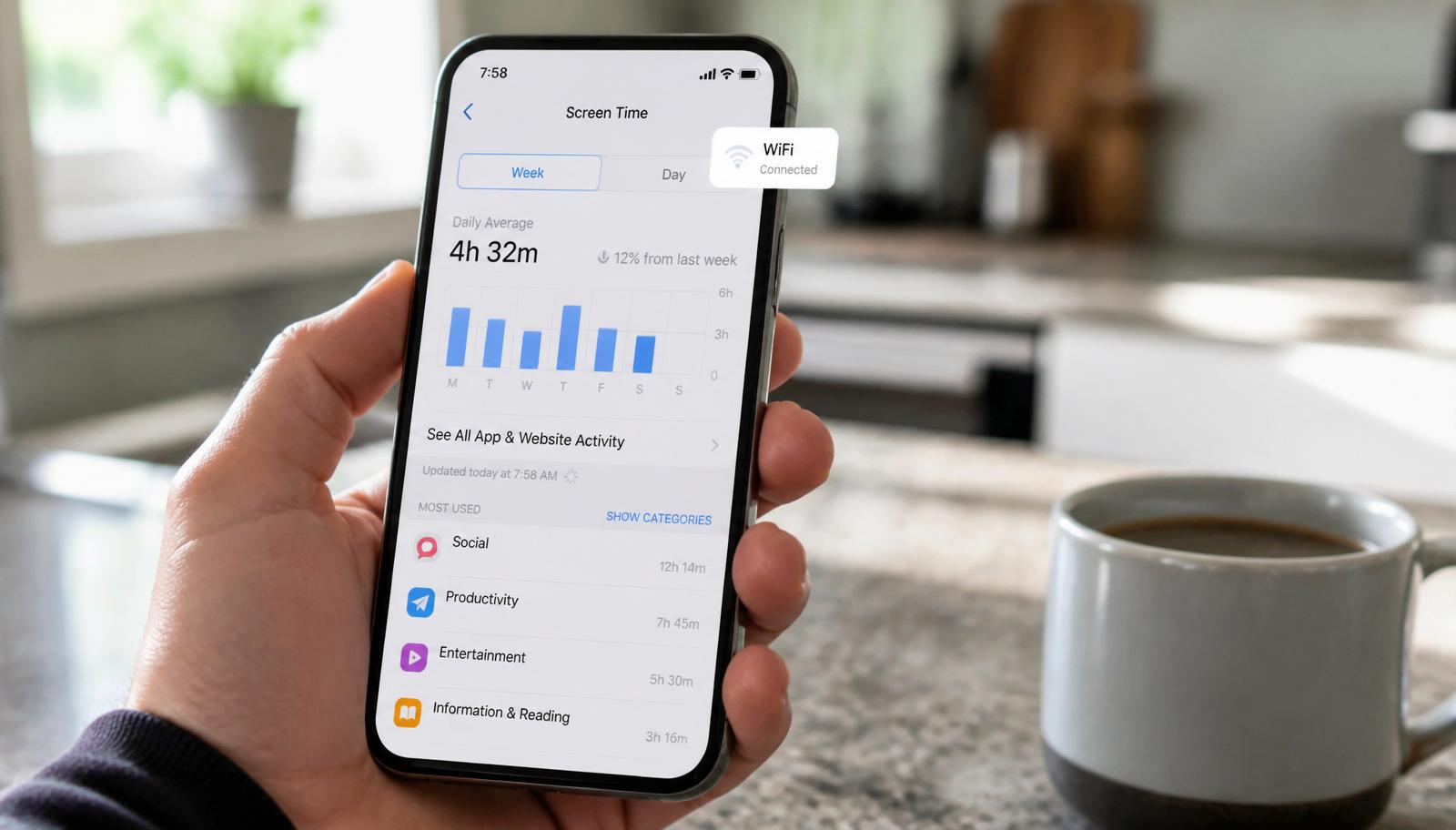 Smartphone ist mit dem Heimnetzwerk verbunden.