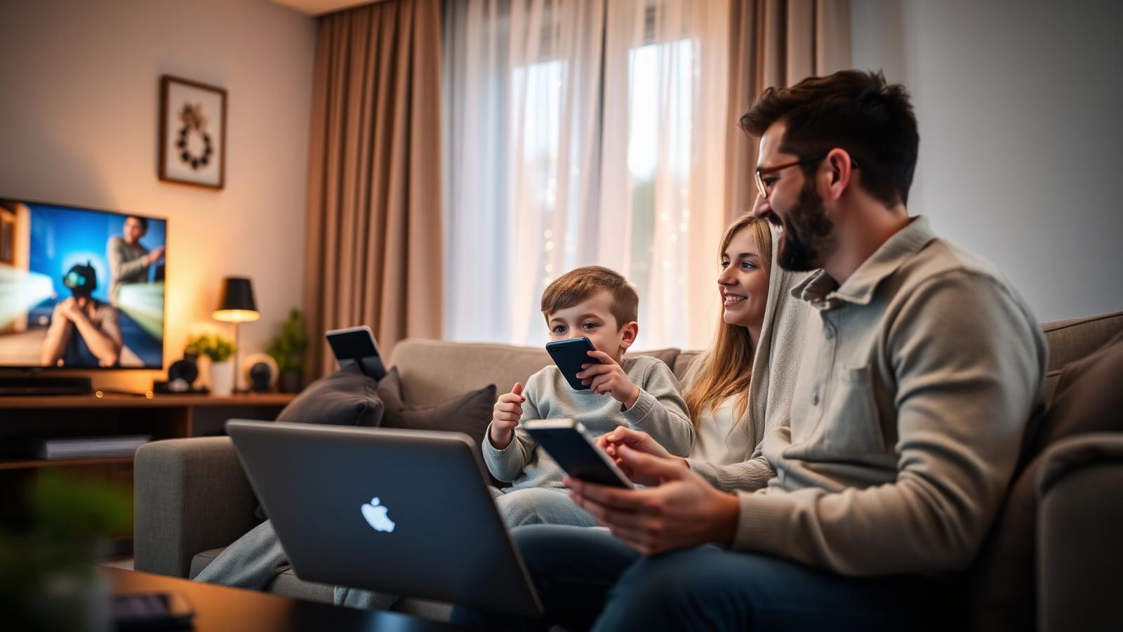 Welcher Glasfaser-Tarif ist der beste – Familie streamt gemeinsam