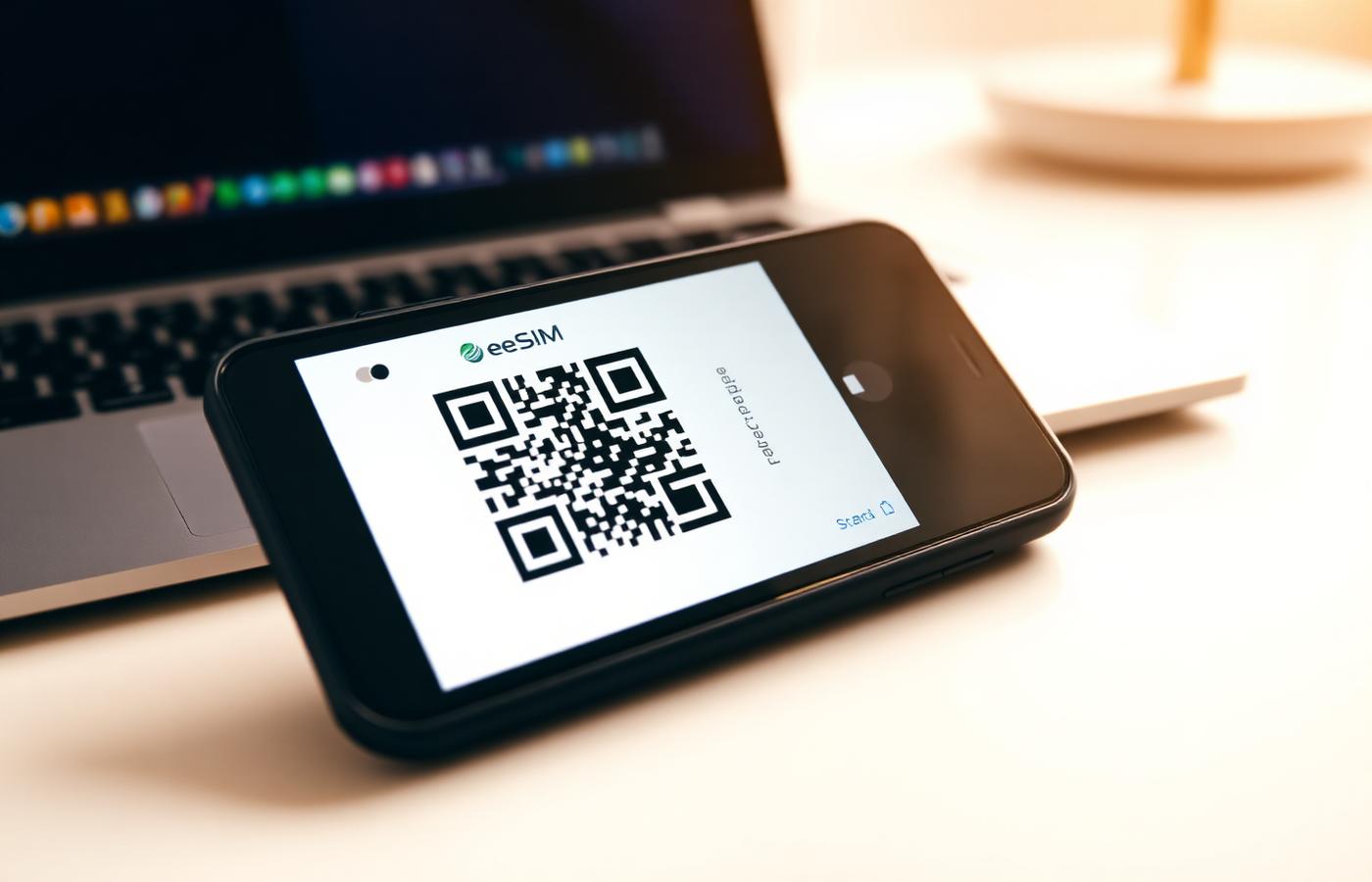 eSIM QR-Code wird mit dem Smartphone gescannt