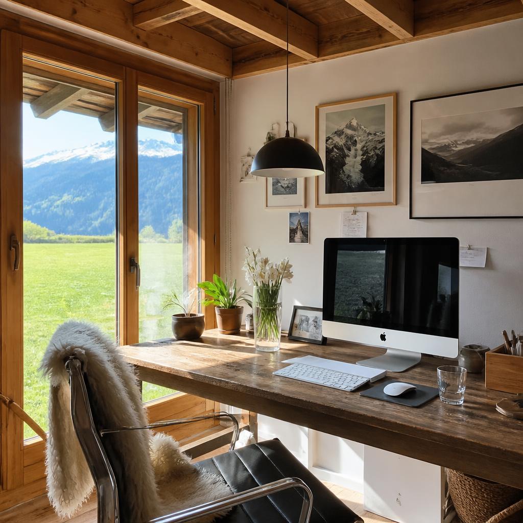 Modernes Homeoffice in Breitenau am Steinfelde mit Blick ins Grüne – Videocalls über Glasfaser