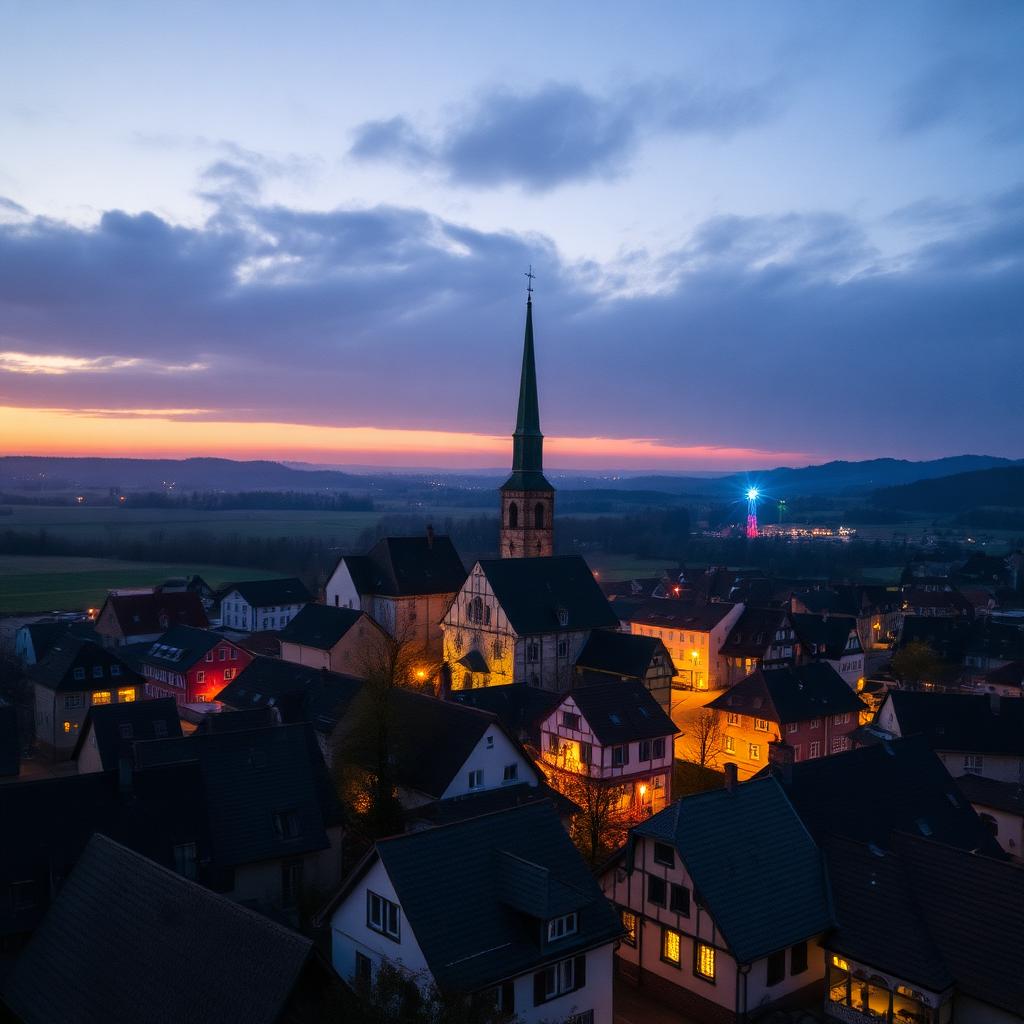 Glasfaser-Lichtsignale über der Kurgemeinde Bad Erlach im Steinfeld