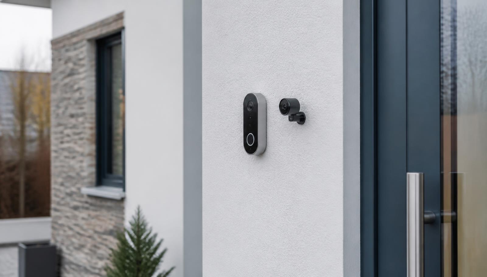 Videotürklingel und Außenkamera an einer Hausfassade
