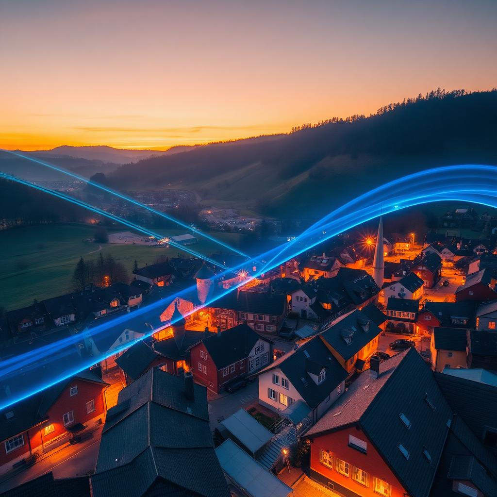 Glasfaser-Lichtsignale über Grafenbach-Sankt Valentin im Schwarzatal